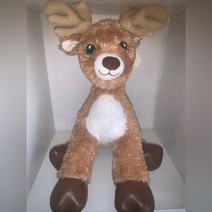 Build A Bear Plush Stuffed Reindeer Brown Deer Antlers Green Eyes